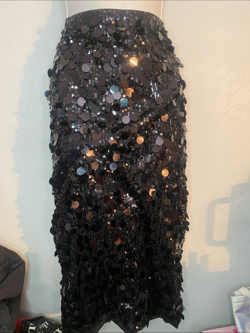 Black Sequin Pencil Skirt - Sleek Evening Pencil Skirt